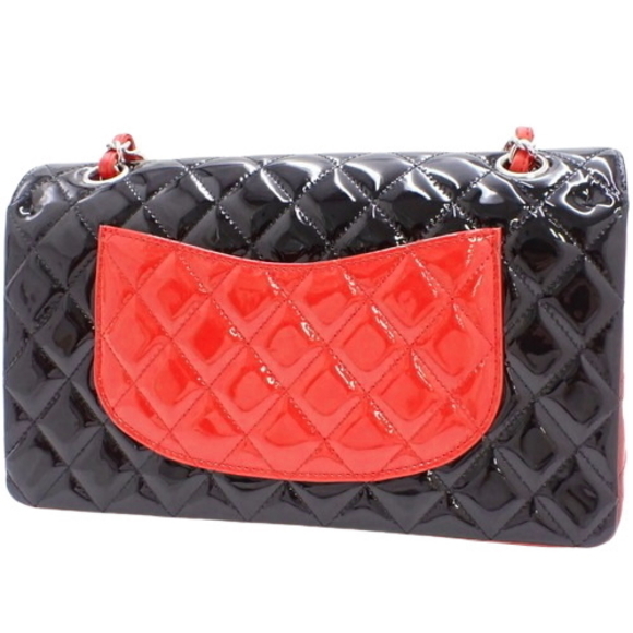 Chanel Bag Leather Chain Patent Black Matelasse Shoulder - Picture 1 of 7
